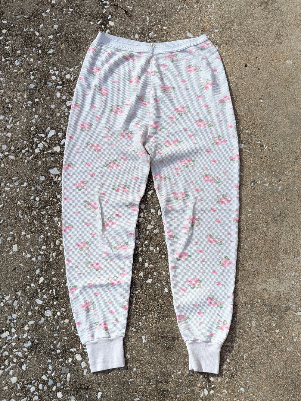 jcpenney White Pajama Long John Pants with Pink Floral Print